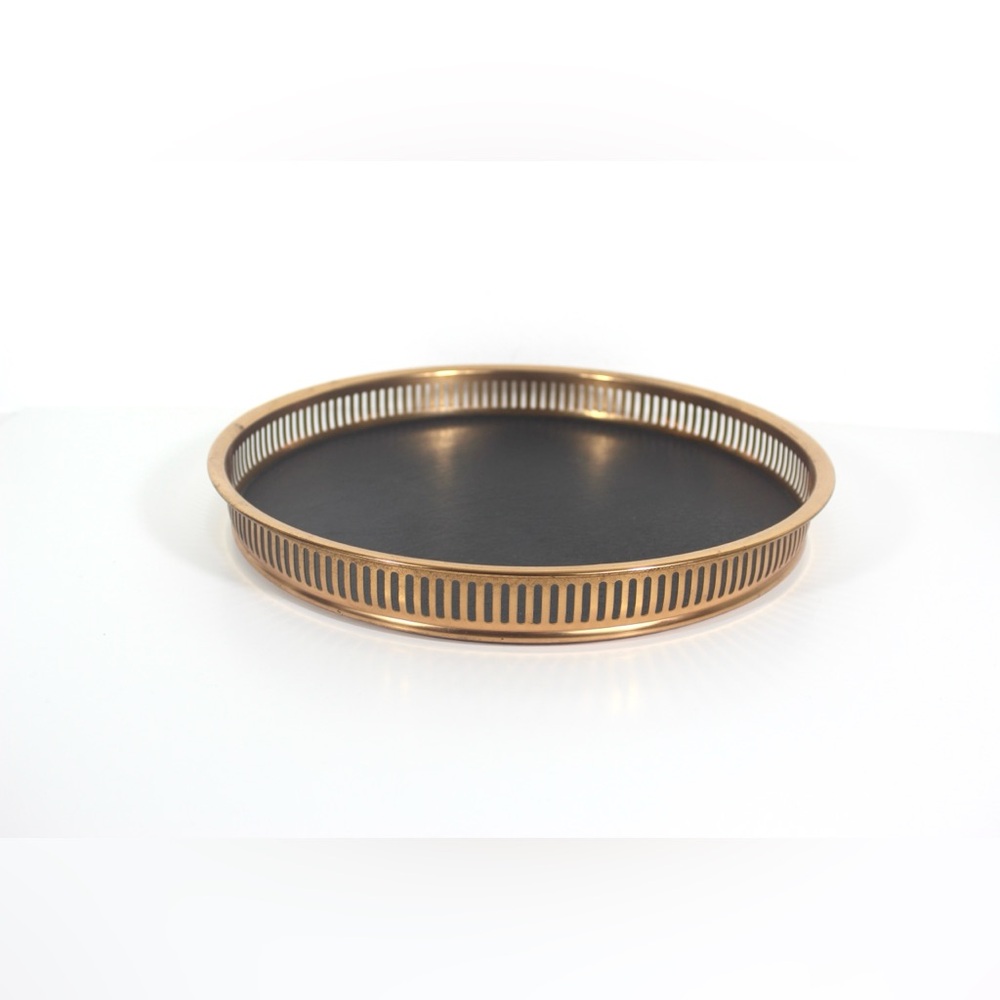 Vintage 13” Round Copper Gallery Tray, Danish Modern, Mid Century, Patina, USA